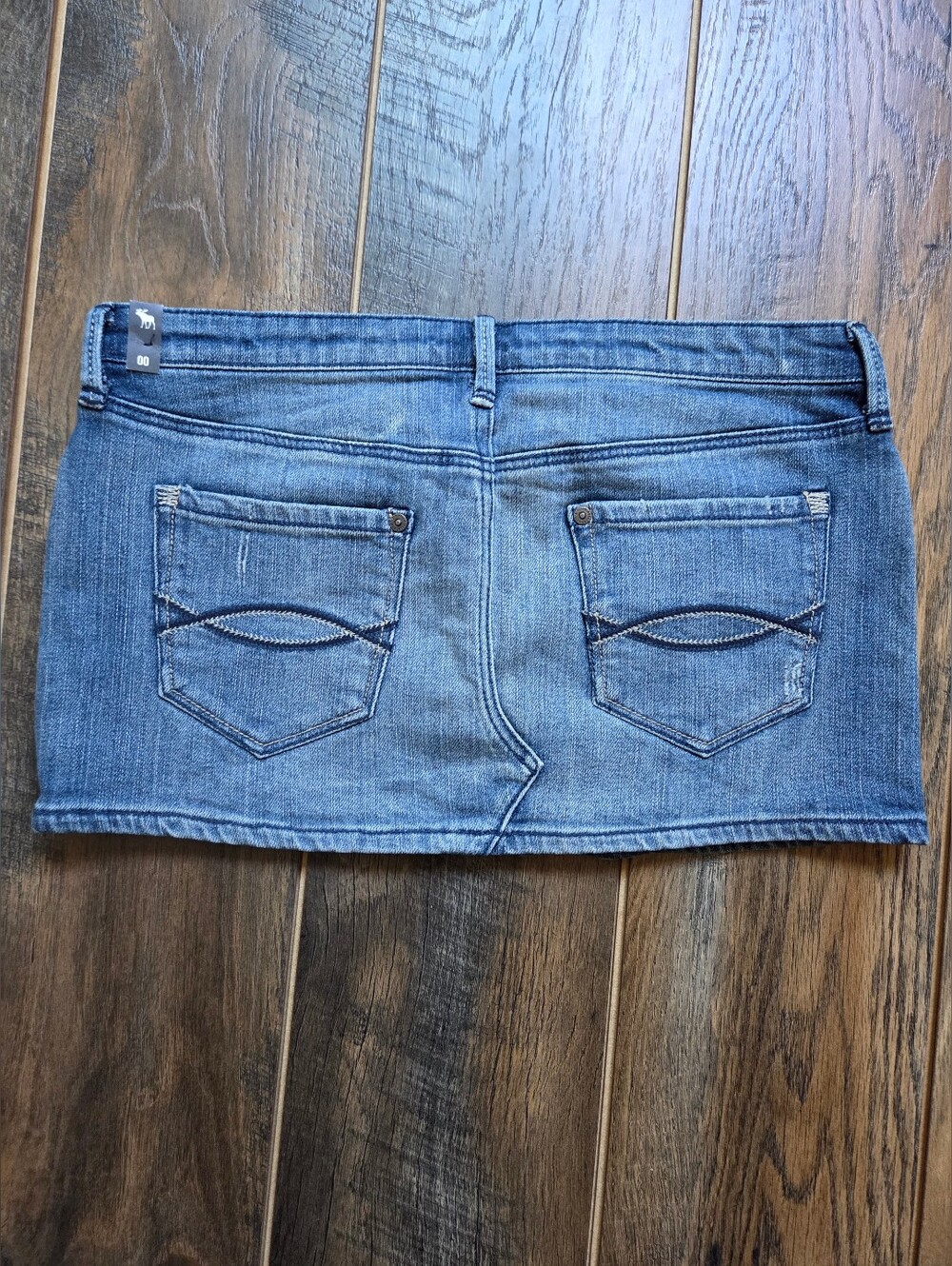 NWT Vintage Abercrombie & Fitch Y2K Denim Mini Skirt 00 Stretch Low Rise